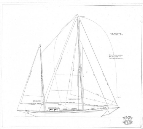 S/Y Desiderata's sail plan re-designed by Alden in 1948.